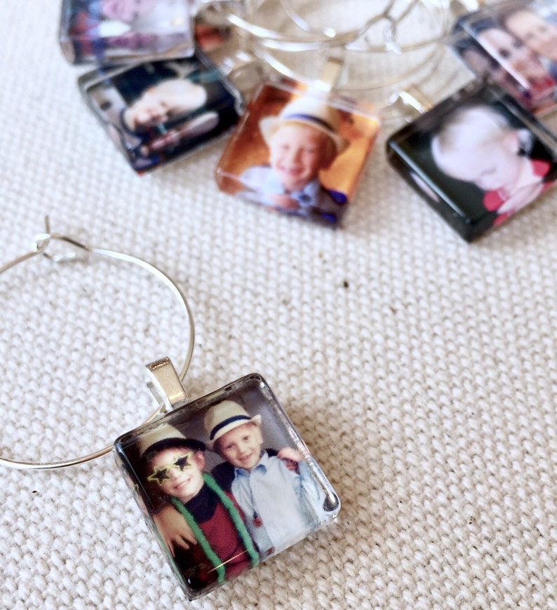 Custom Photo Wine Charm Party Favors 15mm Squares Custom or Personalized Image Use as Many Images as You'd Like image 2