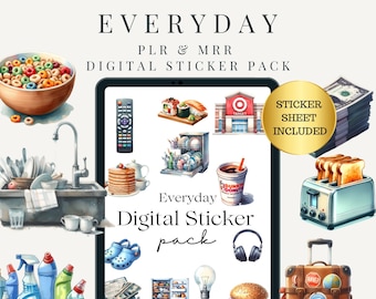 PLR Everyday Digital Goodnotes Pegatina / Notas adhesivas png / PNG Pegatinas digitales / Goodnotes Planner pegatina/pegatinas precortadas / MRR