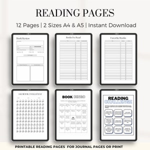 Book Reading planner bundle printable , 2025 Reading planner , Book Review, printable reading challenge, Reading log, Monthly Reading log