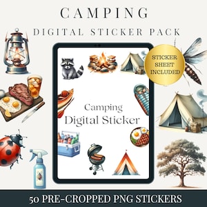 Camping Stickers | Digital Goodnotes Stickers | Notability  PNGs | Planner stickers |pre-cropped stickers | Clipart | iPad Stickers
