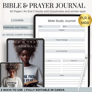 Digital Prayer Journal | Bible Study Guide | Journal Template for women| bible journal| Bible Study Prayer Journal| MRR| PLR | Christian MRR