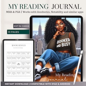 Dziennik czytania PLR Digital Reading Journal | Planer czytania | GoodNotes | iPad | Dziennik recenzji książek | Miesięczny dziennik czytania z prawami do odsprzedaży