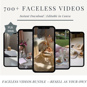 700+ bezosobowych estetycznych filmów wideo na Instagram Reels | Minimalistyczne bezosobowe filmy marketingowe z prawami Master Resell | MRR/PLR, Canva