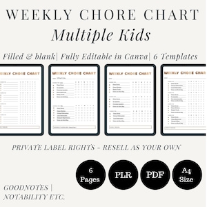Tableau hebdomadaire des corvées familiales modifiable et imprimable pdf | Liste de tâches familiales | Modèle d&#39;horaire familial pour enfants, modèle canevas | Agenda familial
