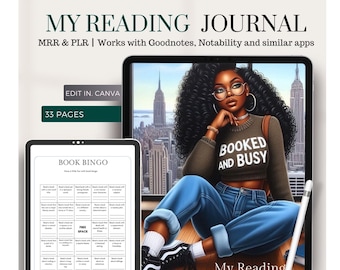 PLR Digital Reading Journal | Reading planner | GoodNotes | iPad  | Book review log book | Monthly Reading journal with master resell rights