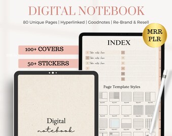 Cuaderno digital / Cuaderno GoodNotes / Cuaderno con pestañas / Minimalista / Diario digital PLR, Cuaderno diario / Cuaderno de estudiante / MRR