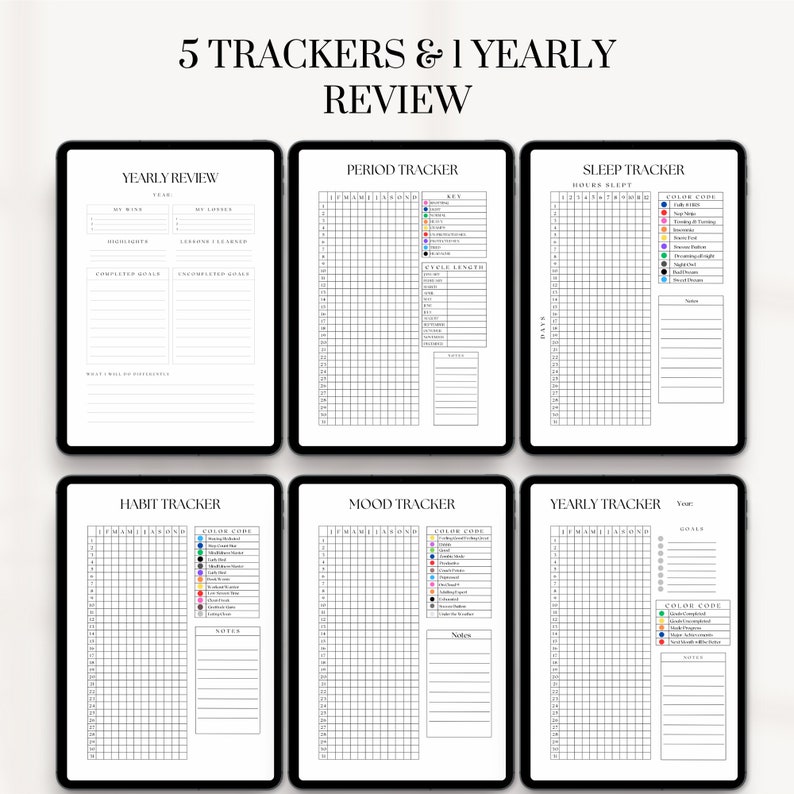 Yearly Trackers PRINTABLE | Journal Pages | Mood Tracker | Printable ...