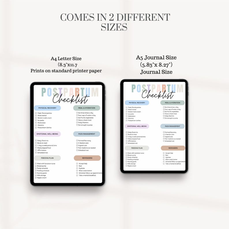 Postpartum Template, Birth Plan Printable,  Postpartum  PRINTABLE checklist, Postpartum Template Simple,  Editable PDF , Filled and Blank