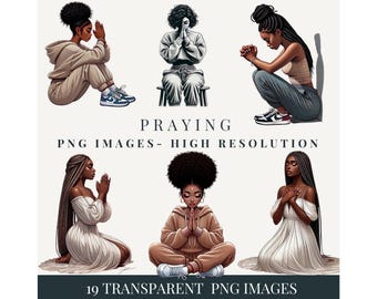 Black Girl Clipart | PNG | Prayer Journal & Bible Journal | Stickers | Black Girl stickers | Bible Study Guide |African American Clipart