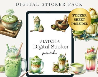 Matcha Digital Stickers | Digital Sticker Book | Goodnotes Stickers | Matcha Stickers | Goodnotes Planner | Ipad Stickers | Png Stickers