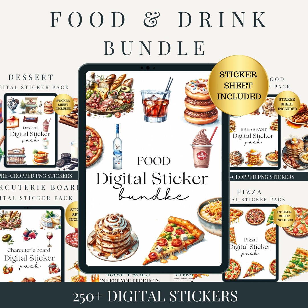 Digital Stickers | Digital Sticker Book | Goodnotes Stickers | Food ...