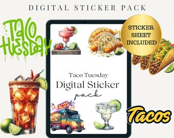 Taco Tuesday Digital Stickers | Digital Sticker Book | Goodnotes Stickers | Taco Stickers | Goodnotes Planner | Ipad Stickers | Png Stickers