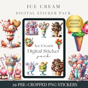 Digitale stickers ijs | Digitaal stickerboek | Goodnotes-stickers | Dessertstickers | Goodnotes-planner | Ipad-stickers | Png-stickers