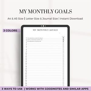Monthly Goal Planner | Printable Goal Tracker | Monthly Goal Sheet | Goals for 2025 Goals for the Year | Goals Setting Sheet | PDF