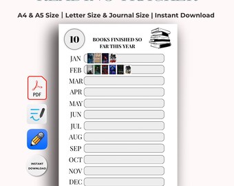 Reading Log | READING TRACKER |  PRINTABLE Journal Page  | Book Tracker | Reading Tracker | Habit Tracker | Printable Planner Page