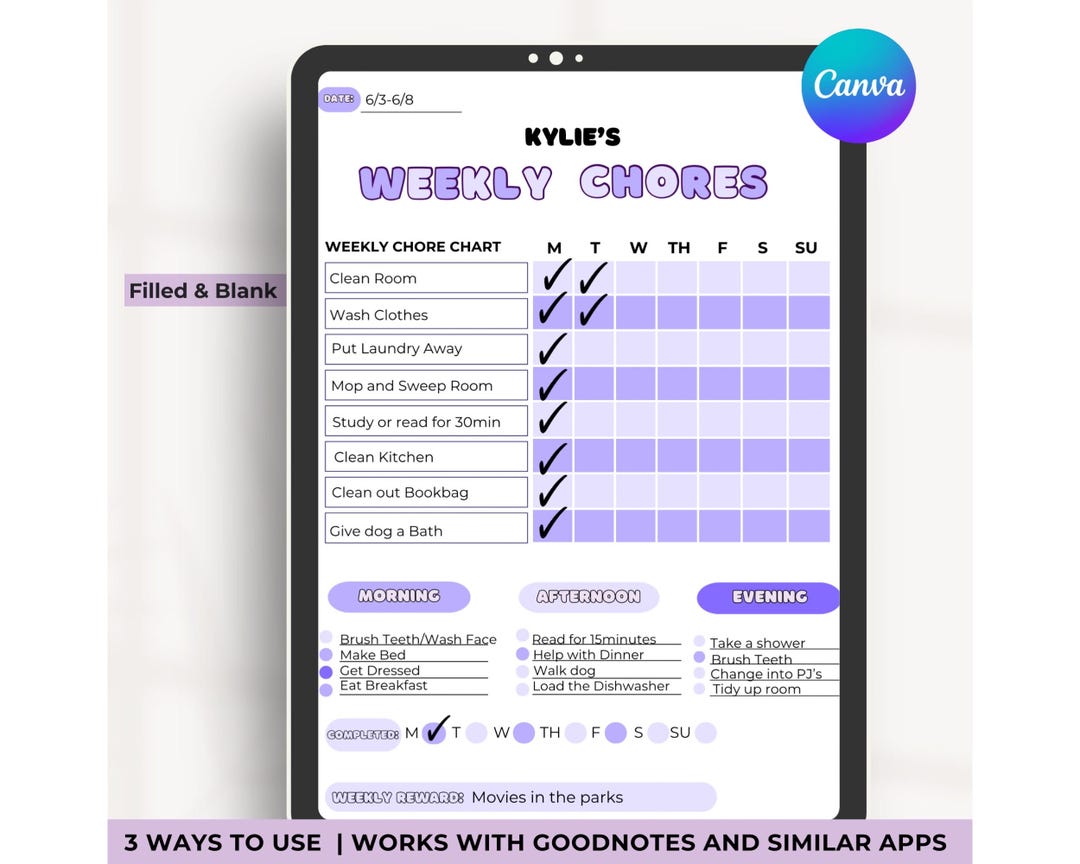 Editable Daily Checklist for Kids | Responsibility Chart | to Do List ...
