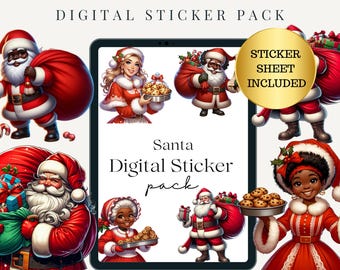 Santa Christmas Digital Goodnotes Sticker | Sticker Notes PNG | PNG Digital Stickers| Goodnotes Planner sticker|pre-cropped stickers | santa