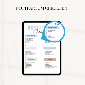 Postpartum Template, Birth Plan Printable,  Postpartum  PRINTABLE checklist, Postpartum Template Simple,  Editable PDF , Filled and Blank