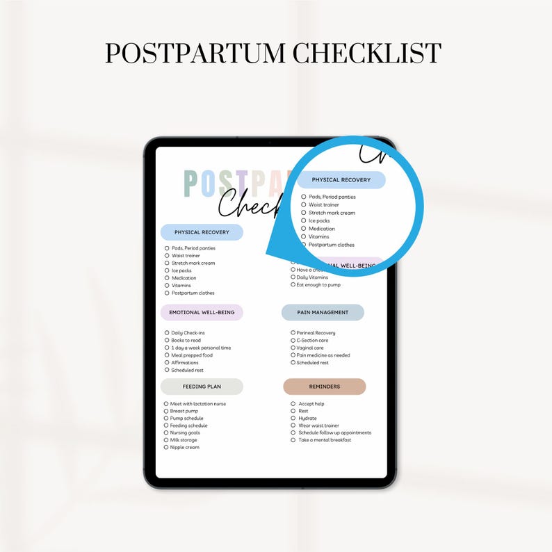 Birth Plan Template: Editable Postpartum Checklist (A4/A5 PDF) - Etsy