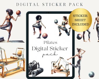 Pilates Digital Goodnotes Sticker |Sticker Notes PNG | PNG Digital Stickers| Goodnotes Planner sticker|pre-cropped stickers | Pilates