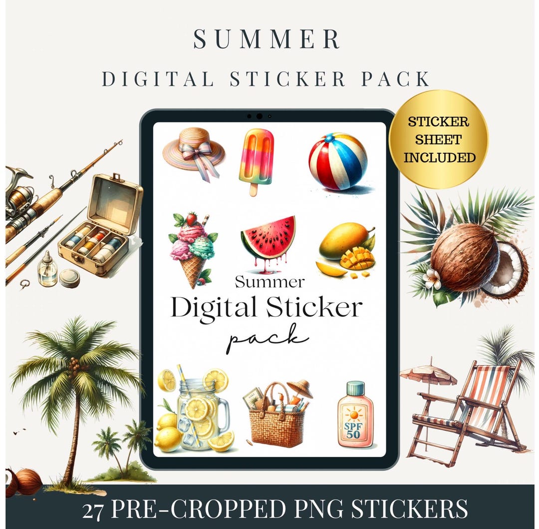 Summer Digital Goodnotes Sticker | Sticker Notes PNG | PNG Digital ...