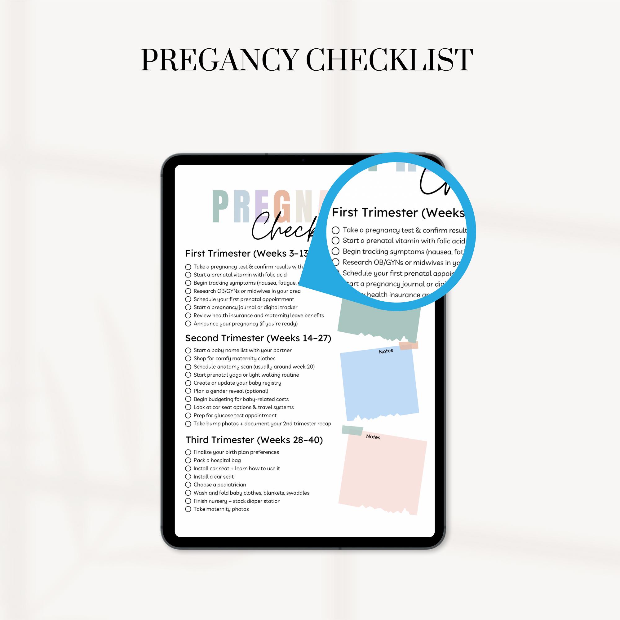 Printable Pregnancy Checklist | Trimester To-do List | Maternity ...