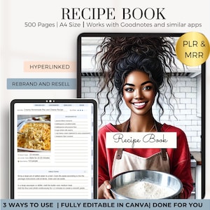 PLR Recipe Book for GoodNotes |  Recipe log | Recipe book Notability |Recipe Journal | Recipe Book |Meal Planner | Recipe Book Template| MRR