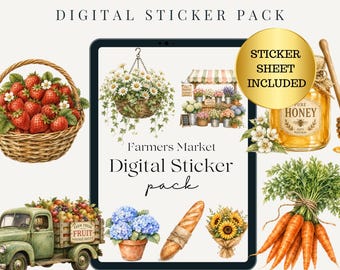 Farmers Market stickers | Digital Sticker Book | Goodnotes Stickers | food Stickers | Goodnotes Planner | Ipad Stickers | Png Stickers