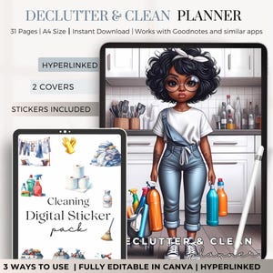 Planejador de organização | Lista de verificação Konmari |Planejador de organizador doméstico PDF para impressão | Gráfico de tarefas | Planejador GoodNotes | Planejador digital GoodNotes