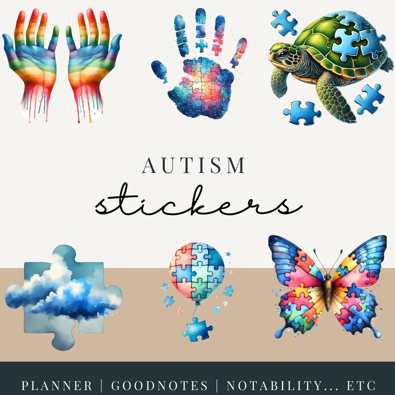 Autism Stickers | Digital Stickers for Goodnotes | PNG Digital Stickers ...