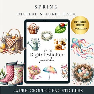 Adesivi digitali PRIMAVERA per Goodnotes / Note adesive PNG / Adesivi digitali PNG / Adesivo Goodnotes Planner / adesivi pre-ritagliati / clip art