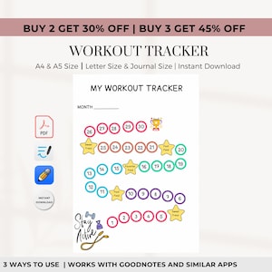 Workout Tracker PRINTABLE | Journal Pages | Fitness Tracker | Printable  Journal Pages | Digital Planner Pages |  A4 & A5 Size | Weigh-in