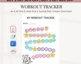 Workout Tracker PRINTABLE | Journal Pages | Fitness Tracker | Printable  Journal Pages | Digital Planner Pages |  A4 & A5 Size | Weigh-in