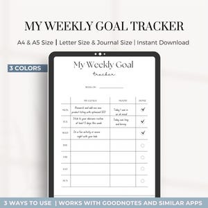 Weekly Digital Goal Planner | Printable PDF weekly Goal Tracker | weekly Goal page | Goals for 2025 Goals for the Year | Goals Setting Sheet