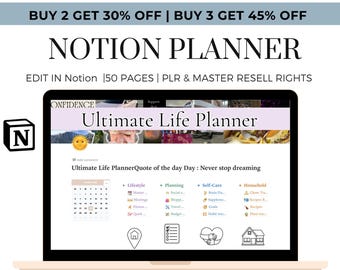 Ultimate Life Planner Notion Template | All-in-One Digital Dashboard for Lifestyle, Budget, Self-Care & Productivity | PLR + Master Resell
