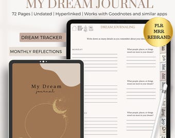 Diario de sueños / Diario digital / Interpretación y análisis de sueños / Libro de sueños digital para iPad / Rastreador de sueños / Trabajo con la sombra / PLR MRR