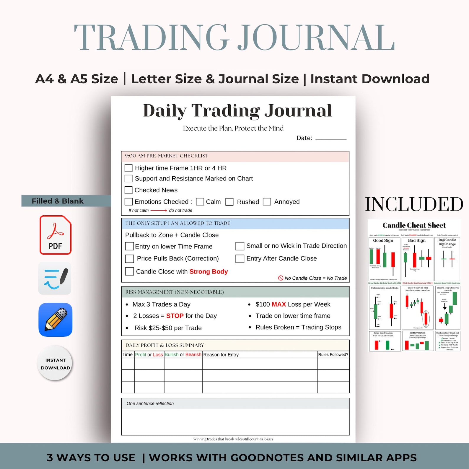 Traders Mind Journal.pdf Daily Trading Journal PDF | Printable Digital Trading Journal | A4 & A5 ...