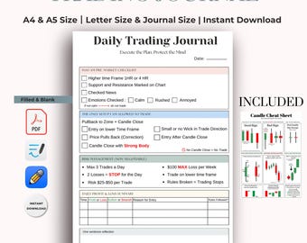 Daglig handelsjournal PDF | Utskrivbar digital handelsjournal | A4 och A5 | Ifylld tomhet | Riskhanteringschecklista för före försäljning