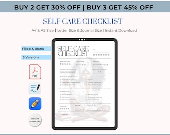 Self-Care Digital PRINTABLE Checklist , Wellness Habit Tracker, A4 Size Printable Self Care Check list , Goodnotee tracker for self care