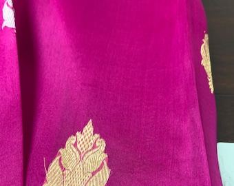 Exclusive Handwoven Kora Orgenza Banrasi Saree Silk Mark Certified By Artisan Weaver From Banaras/ India / Dancing Threads