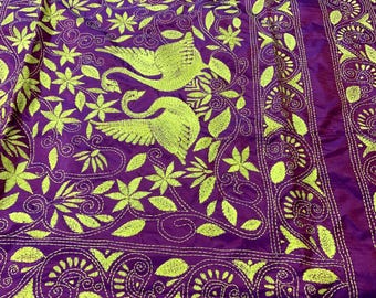 Exclusive Hand embroidered Kantha silk Saree