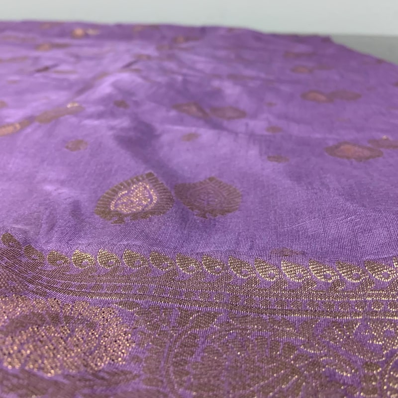 Lavendar with Violet Semi Silk Saree With Hand Work Blouse Combo main image 1