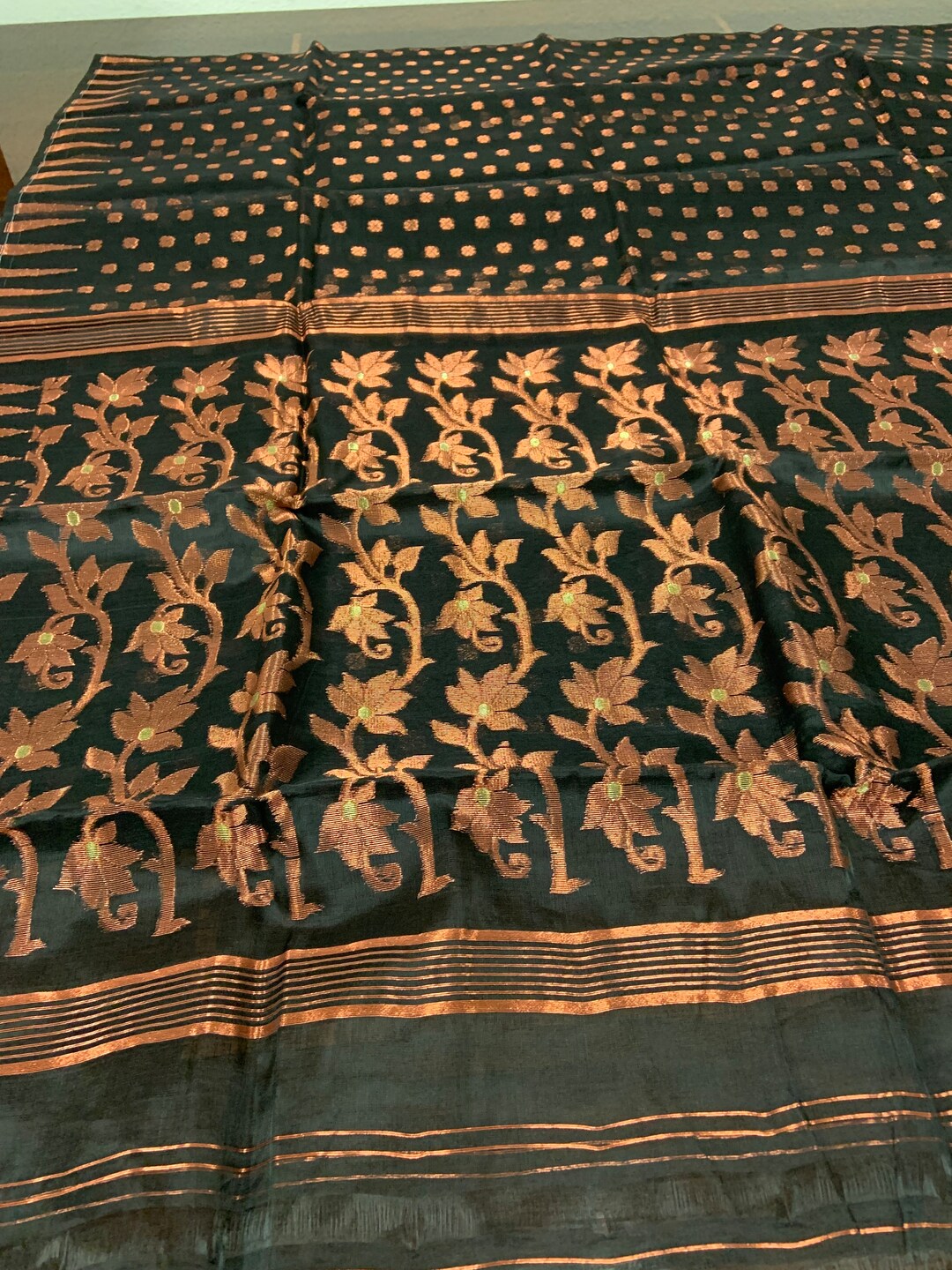 Black Bengal Handwoven Muslin Saree main image 0