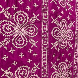 Hand embroidery Gujrati Stitch Saree/Bangalori Silk
