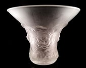Weil Satin Glass Vase by Josef Inwald, Iris Flowers, Frosted Art Glass