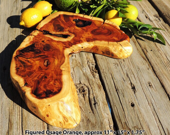 Natural Osage Orange Burl Wood Cutting Board or Serving Platter, Live