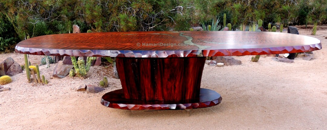 CUSTOM Curly Redwood Dining or Conference Table, 15 Feet Long