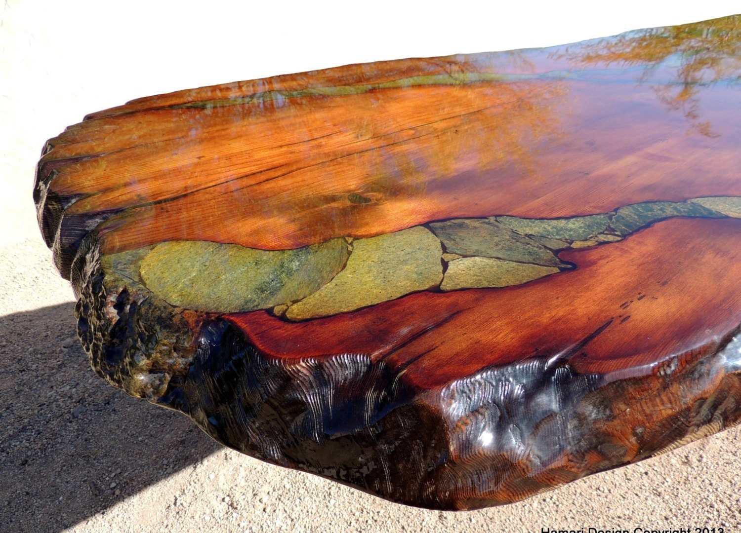 Giant Sequoia Wood Slab Bar, Super Rare, Live Edge, Redwood, Stone