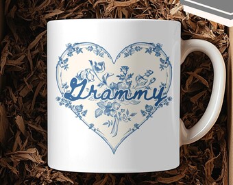 Taza Grammy personalizada, regalo del Día de la Madre para la abuela, taza floral personalizada con nombre Nana Mimi Gigi, regalo para el primer Día de la Madre de la abuela.
