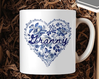 Taza personalizada para la abuela, regalo del Día de la Madre para la abuela, taza floral personalizada con nombre Nana Mimi Gigi, regalo para la abuela en su primer Día de la Madre.